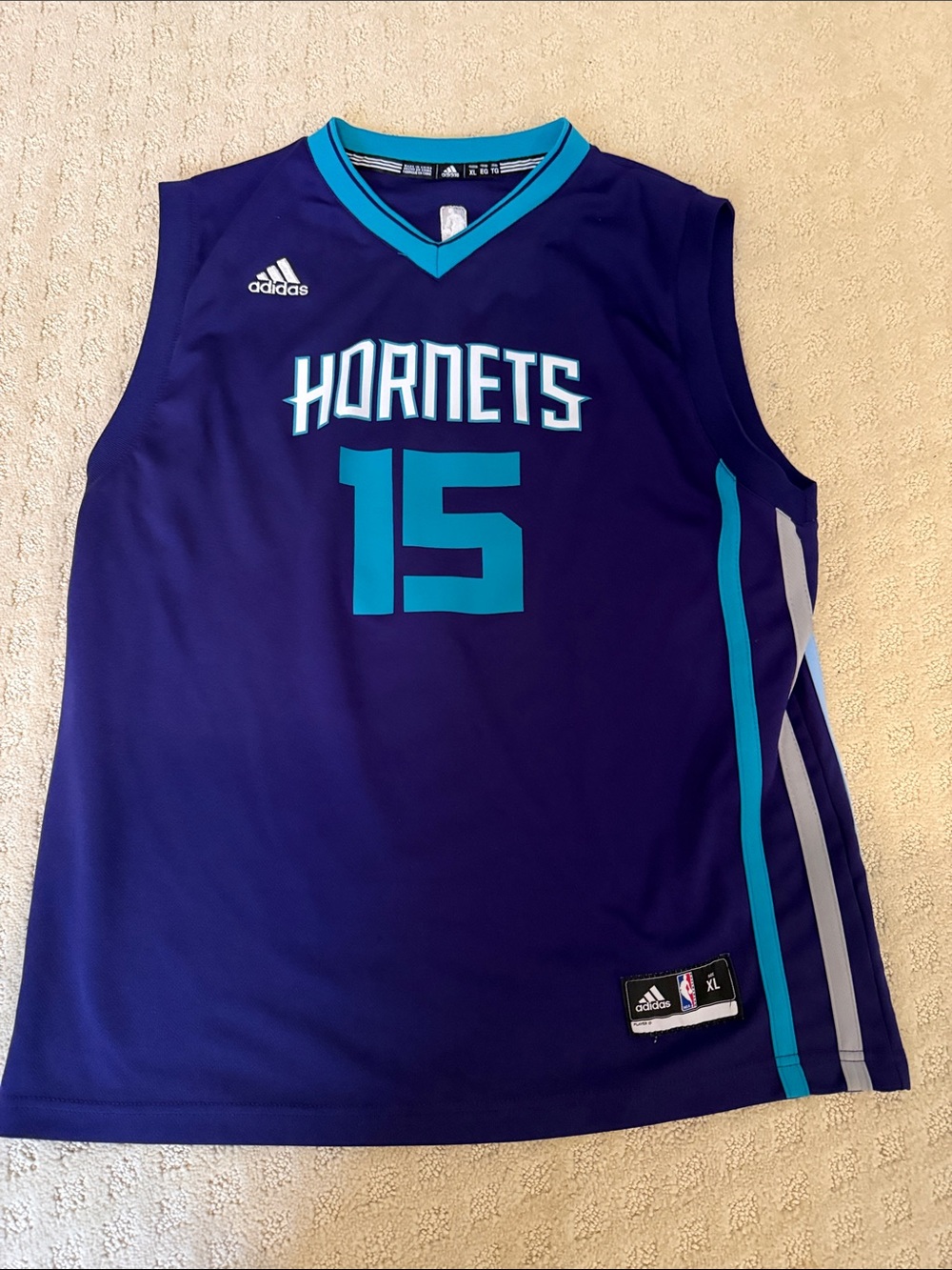 adidas Hornets basketball #15 Jersey Walker in Purple and Teal size XL
